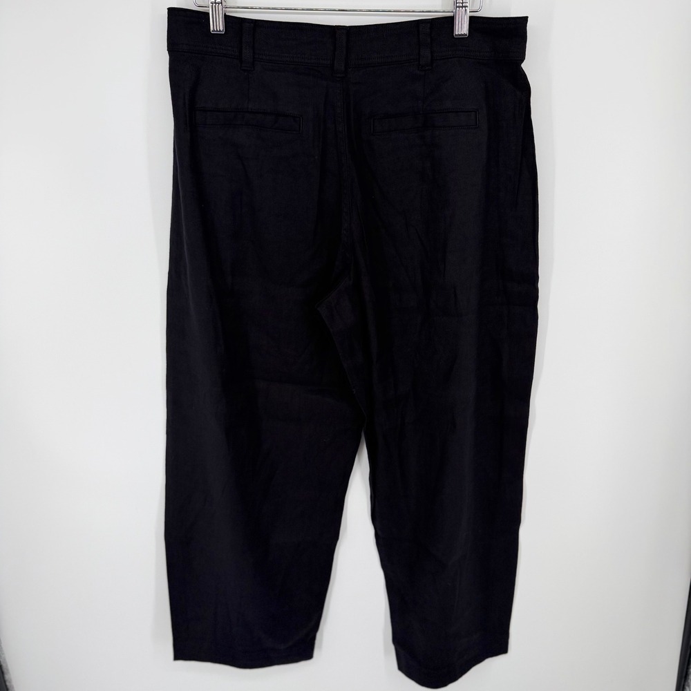 Everlane The Everywhere Pant Women's 12 Black Stretch Linen HR Cropped Barrel - Picture 4 of 9